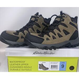 Eddie Bauer Mens Ridgeline Hiking Boots Shoes Leather Waterproof Brown Size 9.5